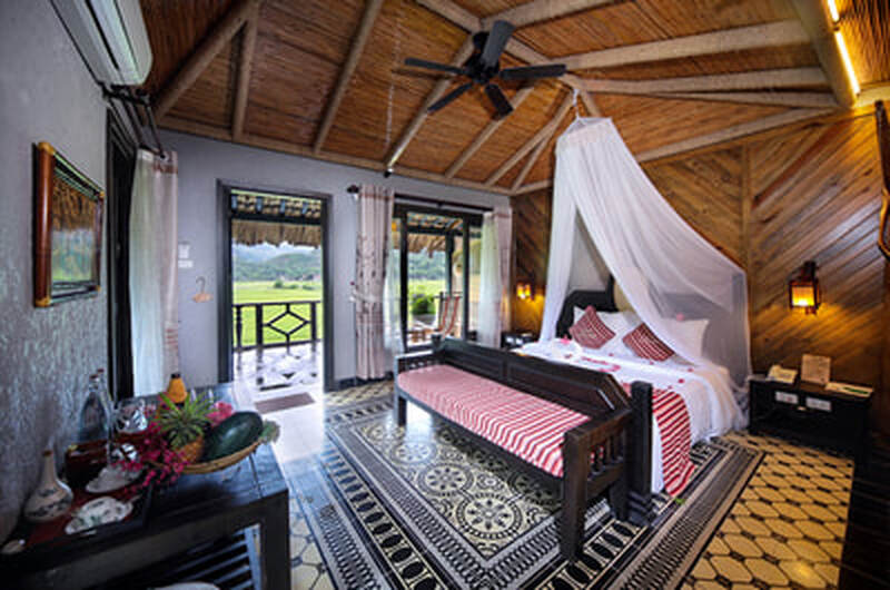 Your beautifully appointed room at our 4 star eco-resort overlooks a bucolic valley of lush green rice fields. You'll fall asleep to the songs of frogs, crickets and geckos. Book the optional extension to enjoy amazing Mai Chau!